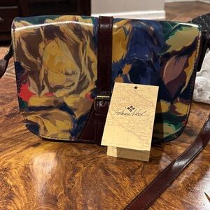 NWT Patrica Nash Champaign Multicolor Winter Bloom Printed Leather Crossbody